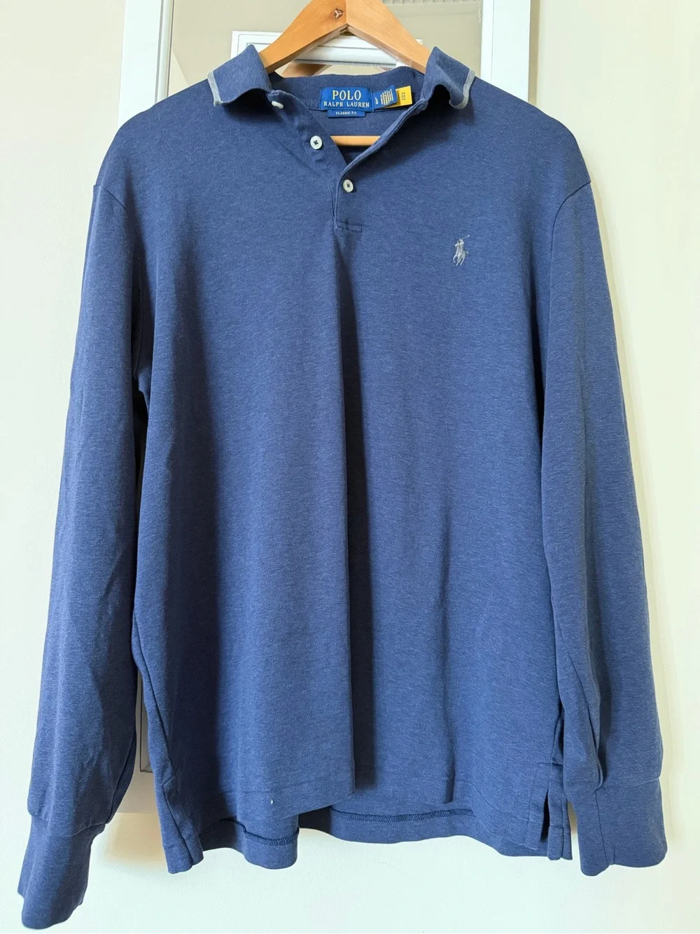 Polo by Ralph Lauren Men’s Navy Long-Sleeve Polo with Gold Pony
